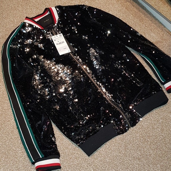 sequin bomber jacket zara